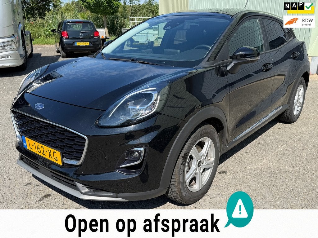 Ford Puma 1.0 EcoBoost Hybrid Titanium Ecc|Nav|Lm velgen|Led, Voorwielaandrijving, 125 pk, Leder en Stof, Zwart
