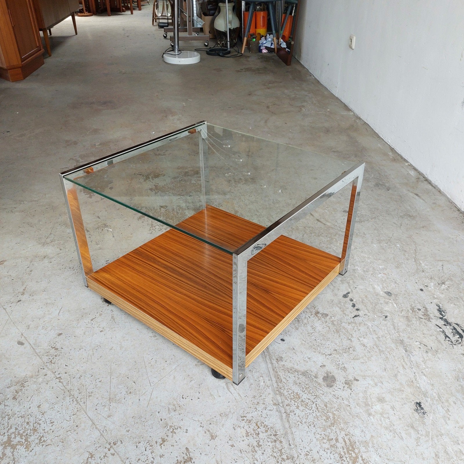 Vintage verrijdbare bijzettafel, salontafel, Ophalen, Gebruikt, 55 tot 75 cm, Onbekend