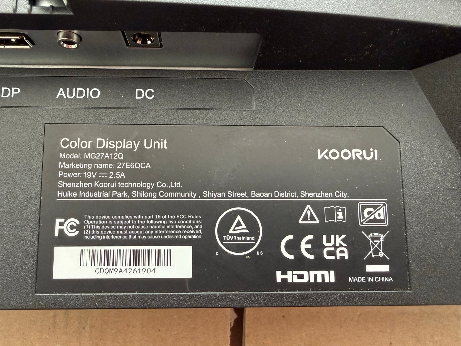 Koorui MG27A12Q Monitor Onderdelen - Zo goed als nieuw, Computers en Software, Koorui, ., Ophalen of Verzenden, Zo goed als nieuw