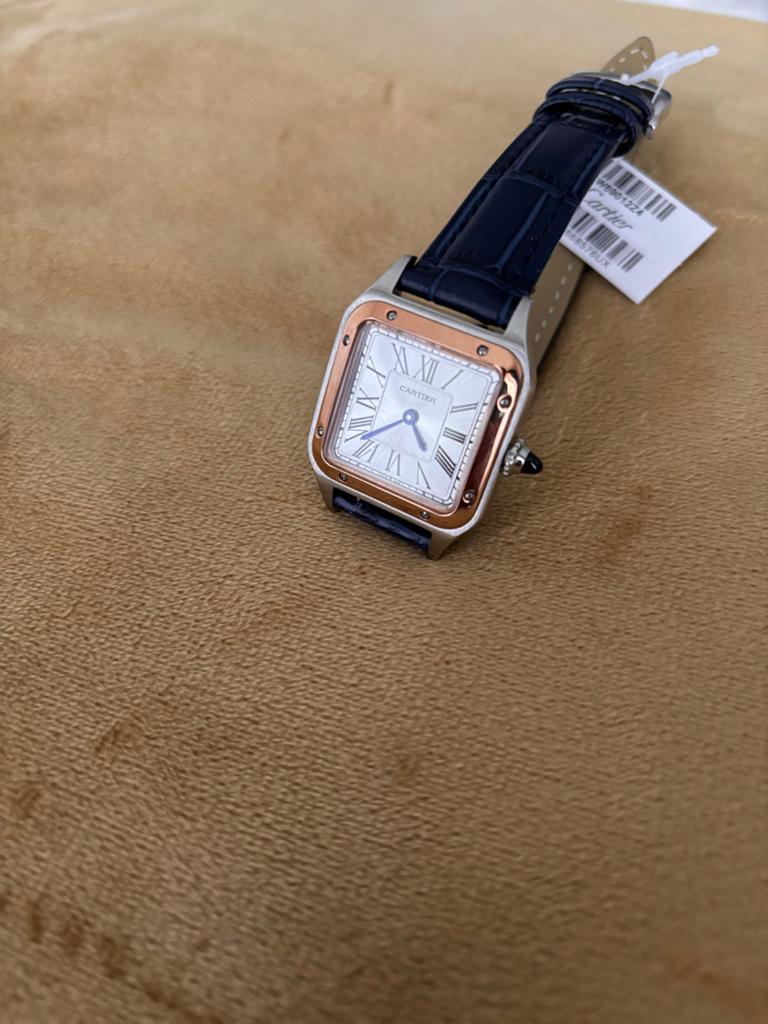 Cartier Santos horloge - Staal en Roségoud, Overige merken, Leer, Staal, Polshorloge