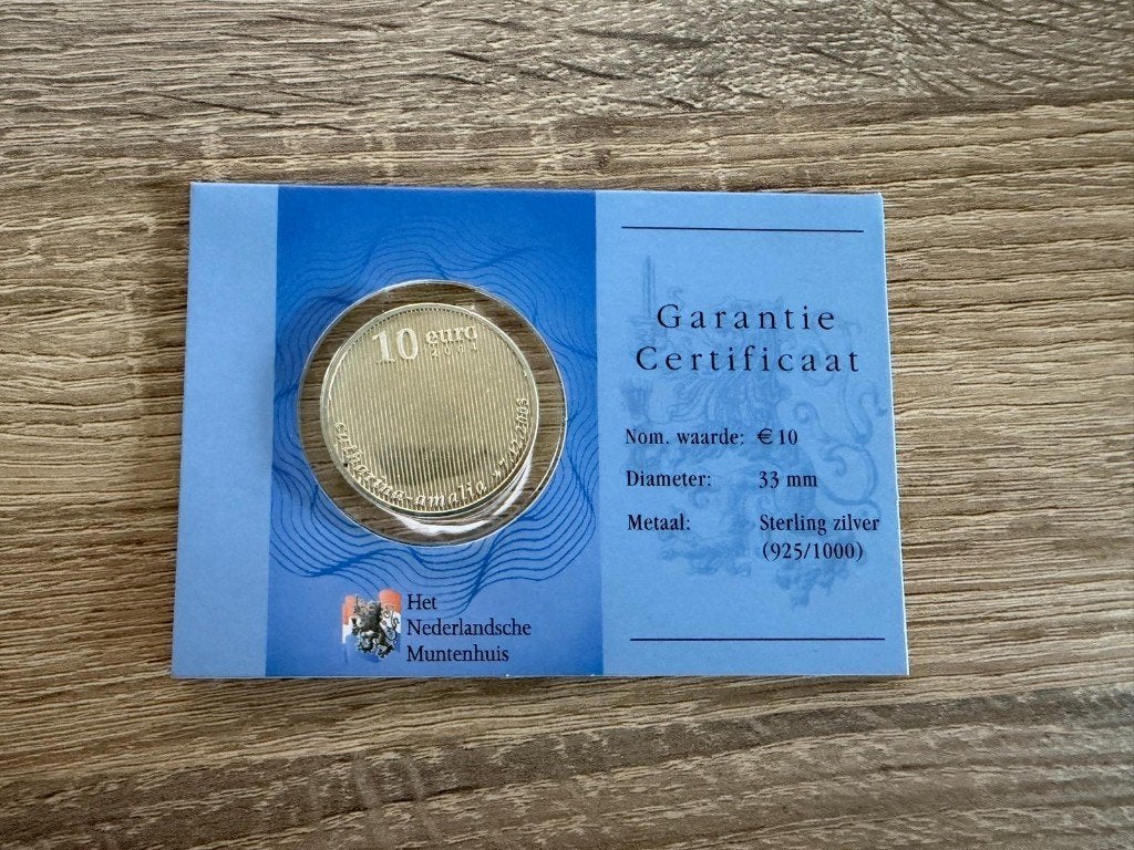 Catharina-Amalia geboortemunt met garantie certificaat, Koningin Beatrix, Euro's, Ophalen of Verzenden, Zilver
