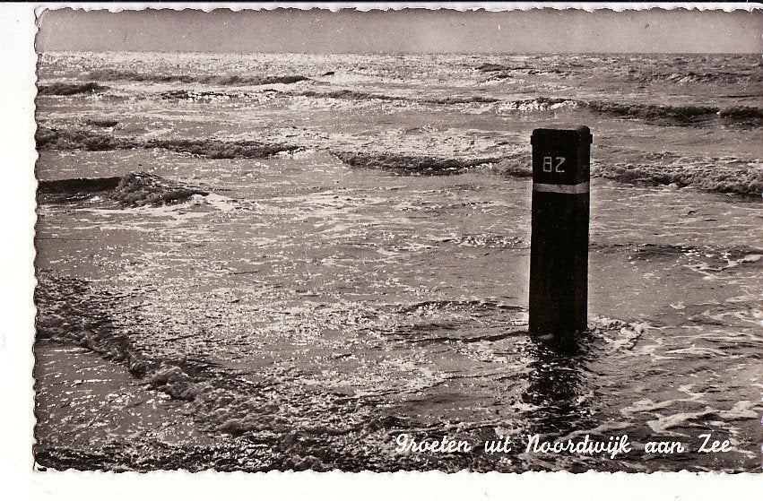 Noordwijk aan zee (ZH) -Groeten uit - strandpaal 82 -1958., Ophalen, 1940 tot 1960, Gelopen, Zuid-Holland