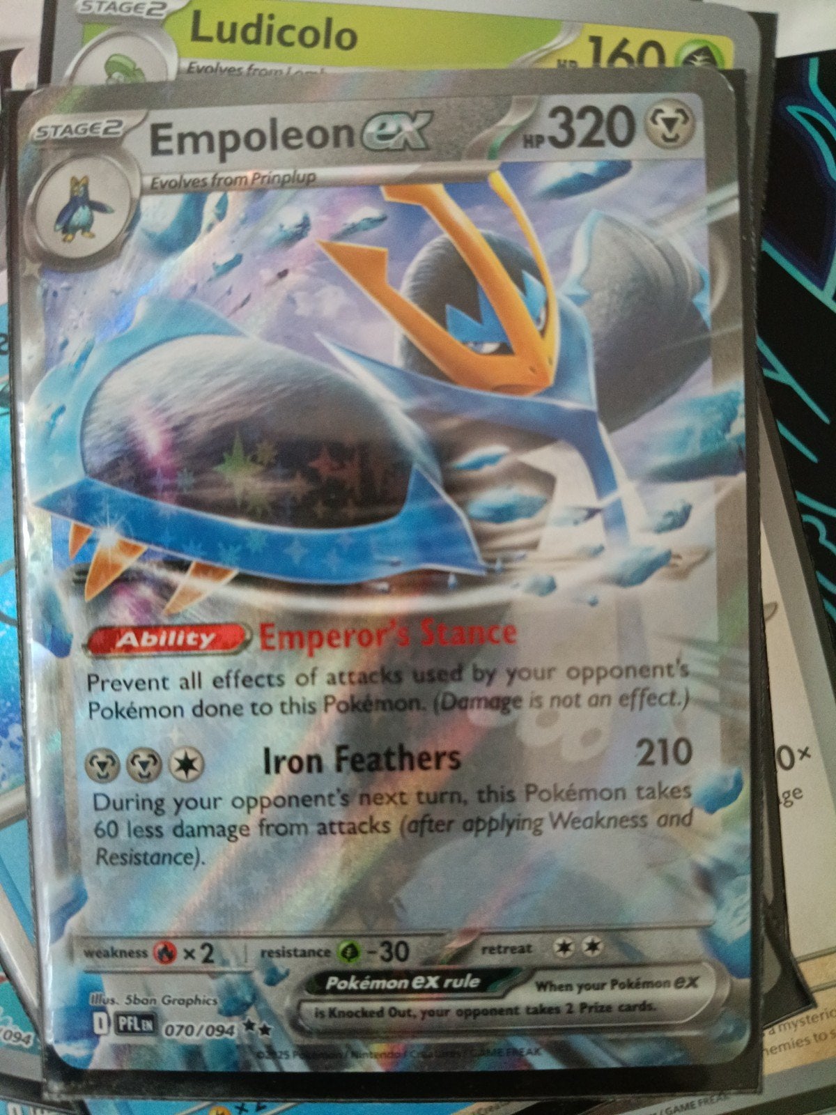 Empoleon EX Pokémon Kaart - Zeldzaam en Krachtig, Ophalen of Verzenden, Zo goed als nieuw, Losse kaart, Foil