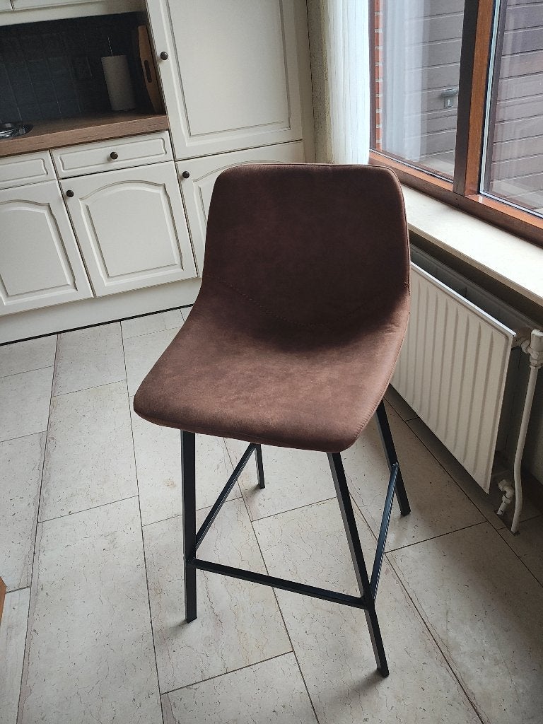 Barkruk met stoffen zitting, Ophalen, Met voetsteun, 60 tot 90 cm, Zo goed als nieuw