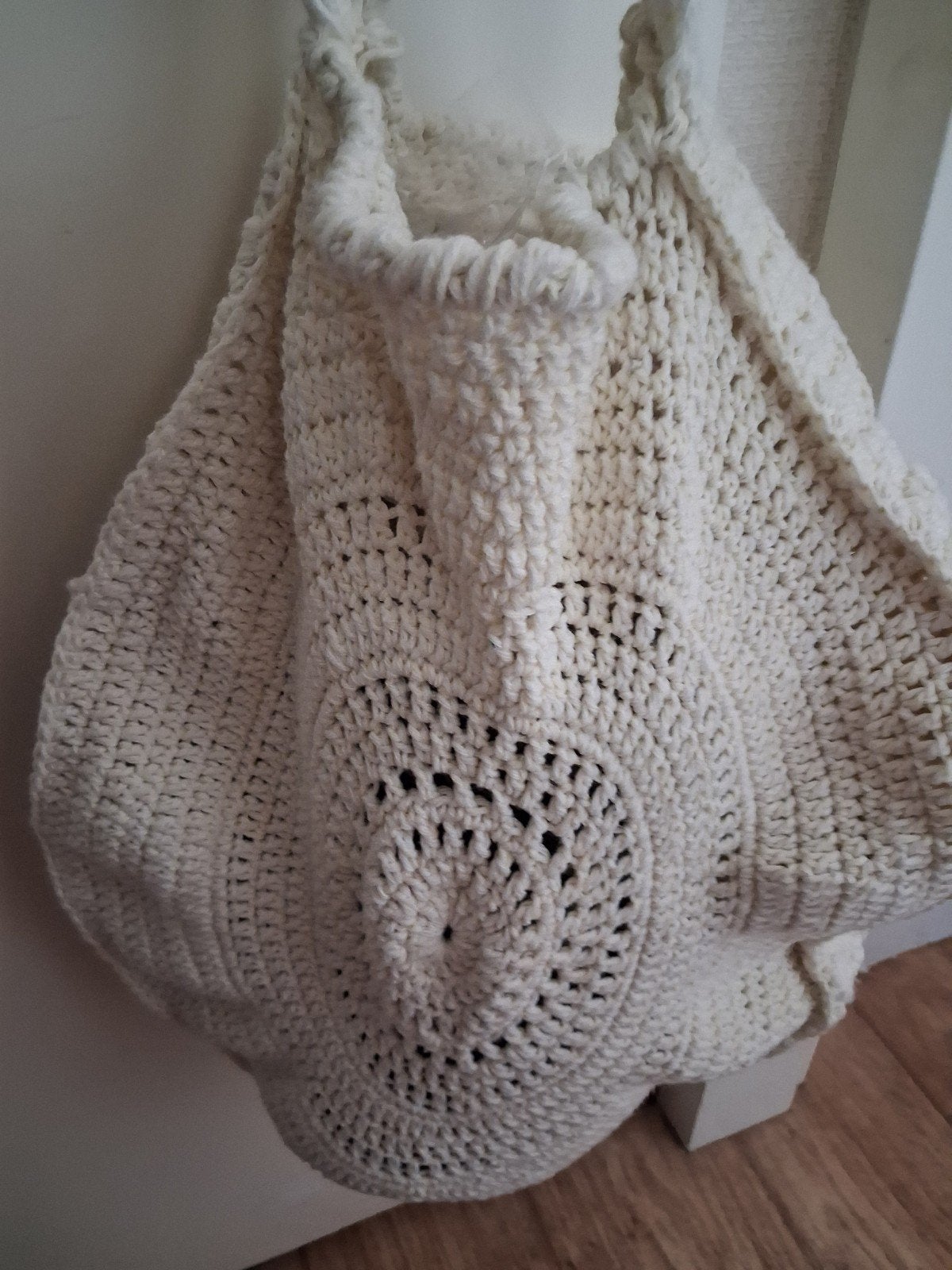 NIEUW ! 100% HANDWERK FRAAIE STEVIGE  ECRU BOODSCHAPPEN TAS, Ophalen of Verzenden, Nieuw, Overige kleuren, Shopper