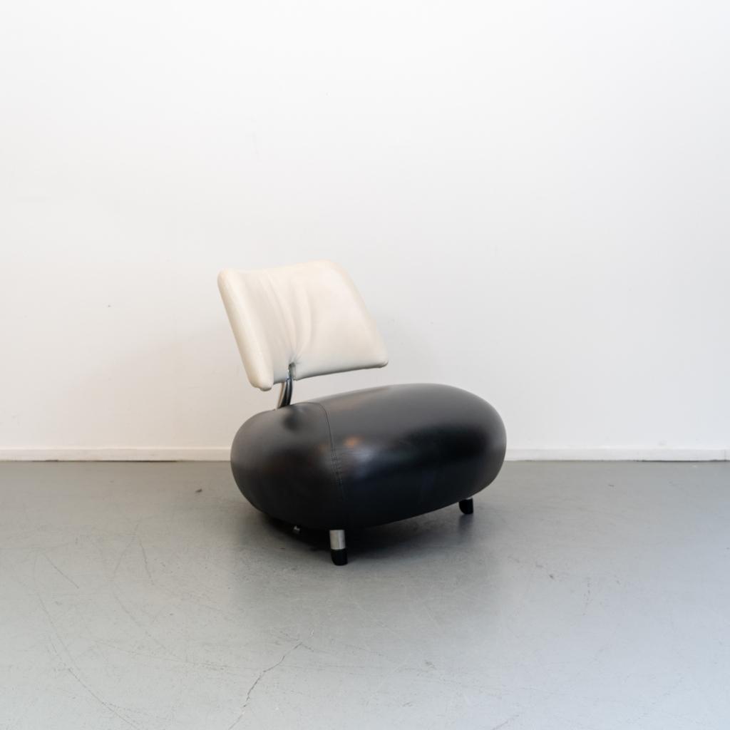 1x Leolux Pallone fauteuil zwart/wit, Niet ingevuld, Leer, Ophalen of Verzenden, Zo goed als nieuw