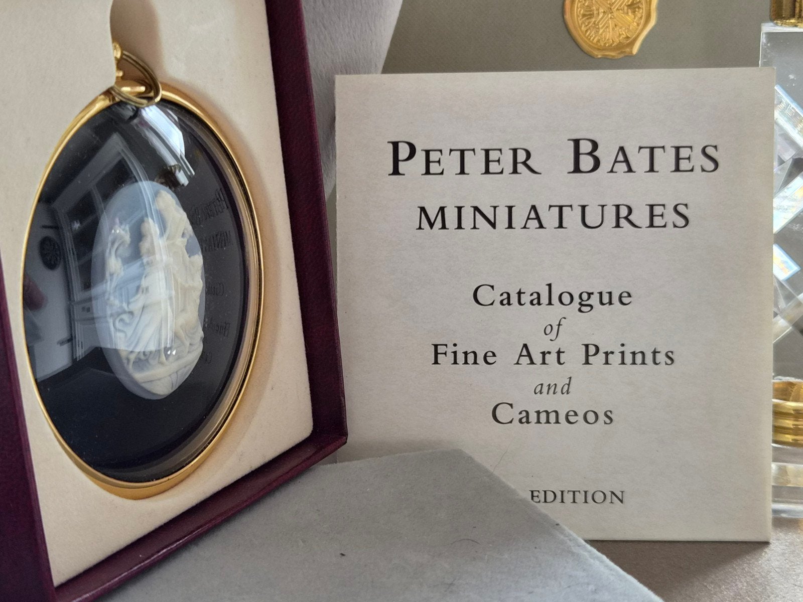 Vintage Peter Bates Camee Miniatuur Bollijst Glas Messing, Ophalen of Verzenden