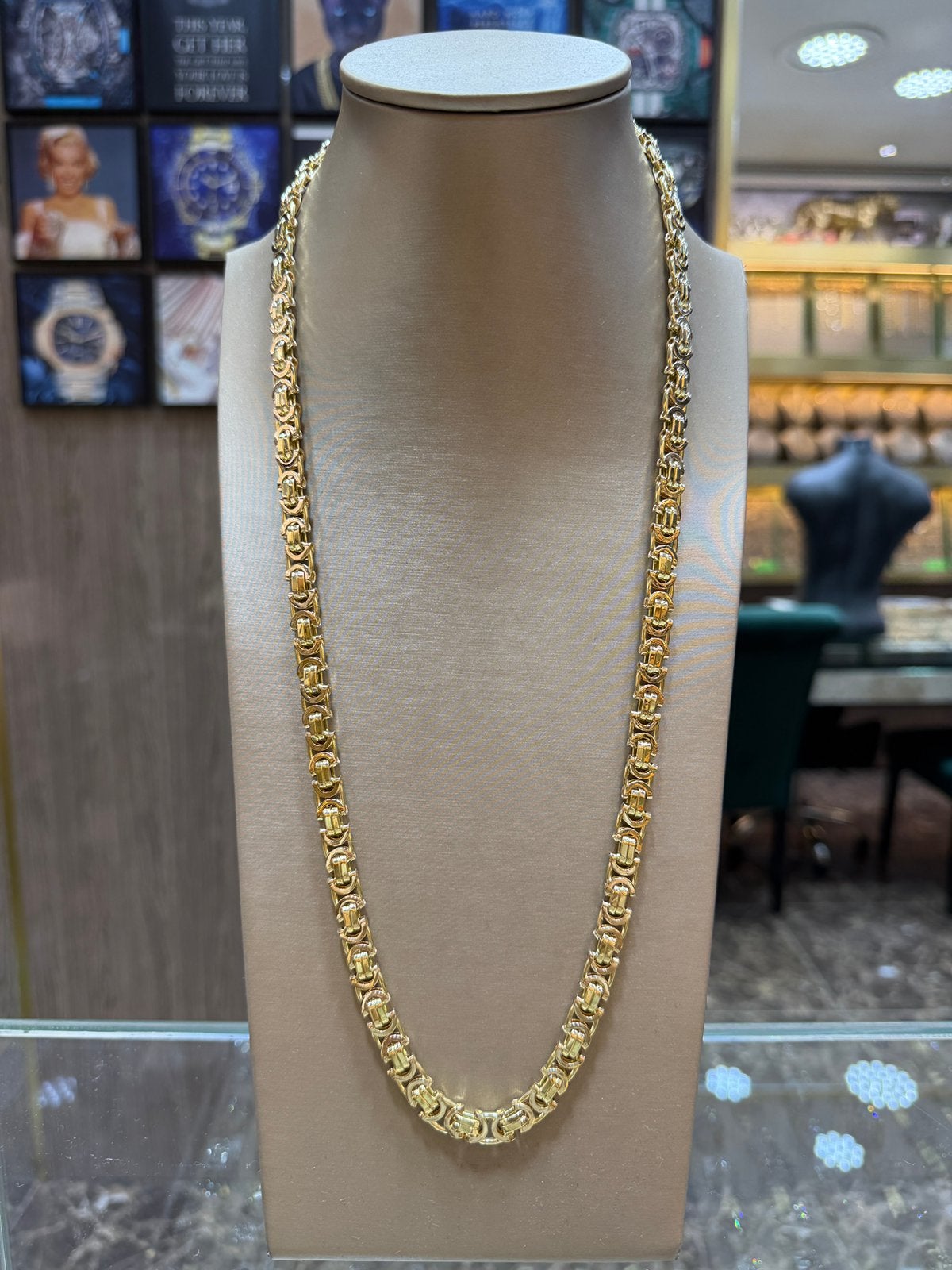14KT Goud - 73.77 Gram -Ketting -PLATTE KONING -Herenketting, Ophalen, Nieuw, Goud