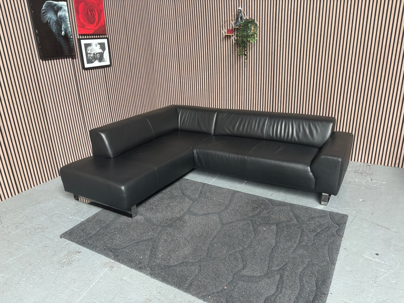 GRATIS LEVERING Montel Hoekbank Leer 265x215 GEREINIGD, Huis en Inrichting, Banken | Bankstellen, 250 tot 300 cm, Hoekbank, Leer