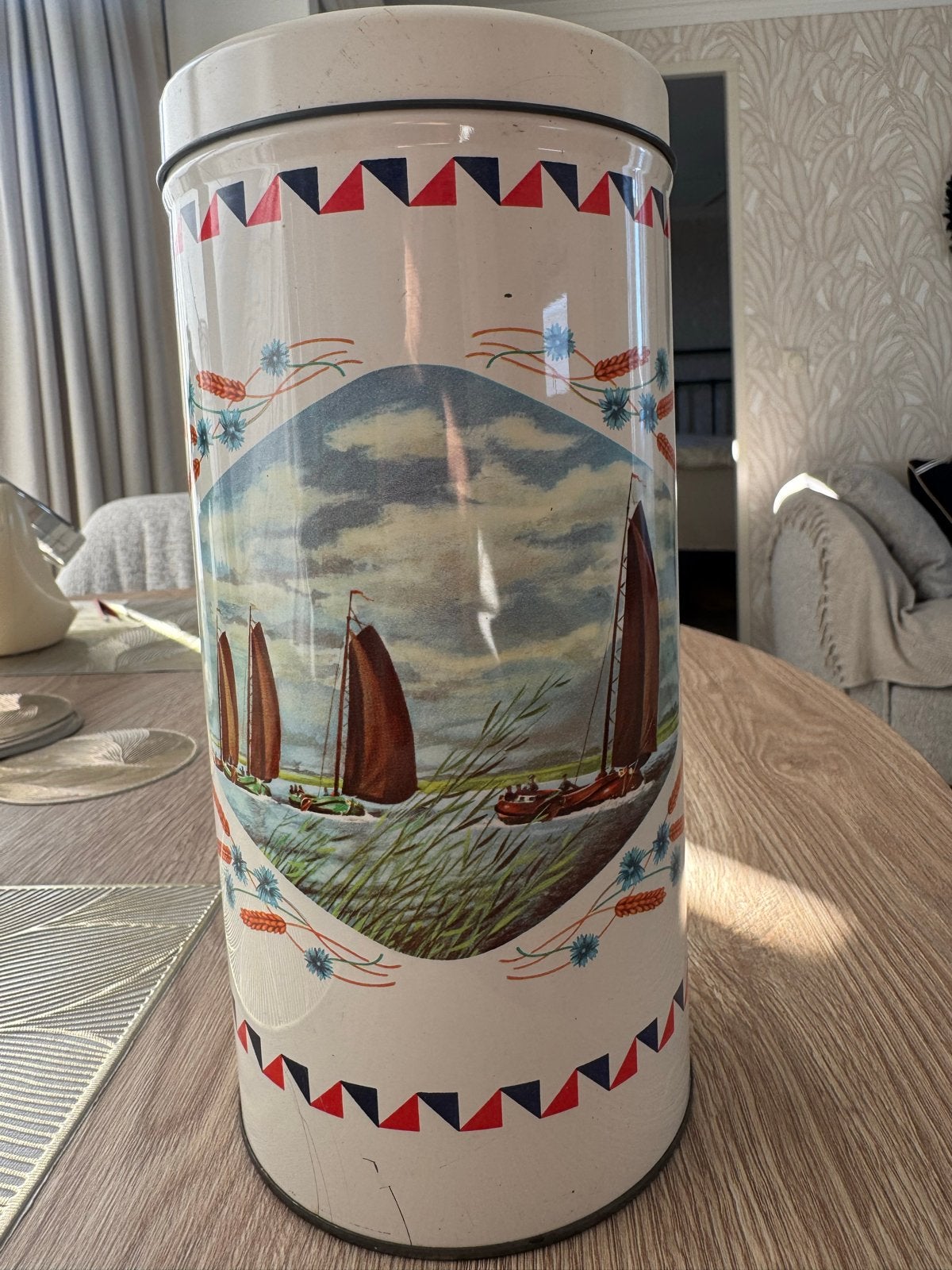 Vintage Van der Meulen beschuitblik met Hollandse taferelen, Antiek en Kunst, Ophalen