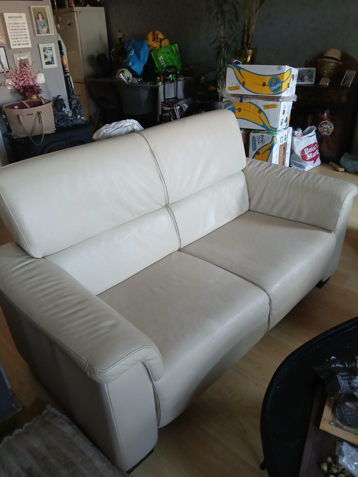 bankstel 2x2zits crème leder. Topkwaliteit .Mag vandaag weg, Huis en Inrichting, Banken | Bankstellen, Ophalen, Gebruikt, 150 tot 200 cm