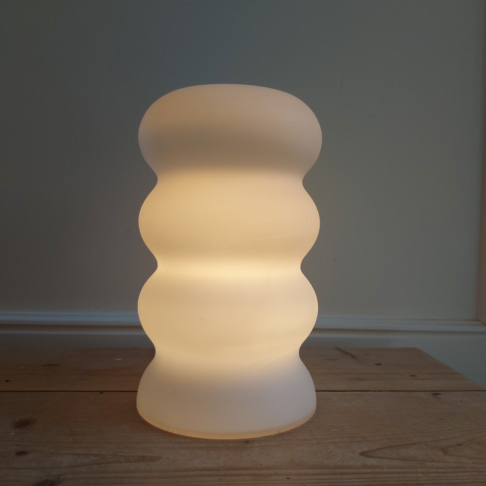 vintage wit glazen tafellamp bubbellamp lamp Japandi, Ophalen of Verzenden, Gebruikt