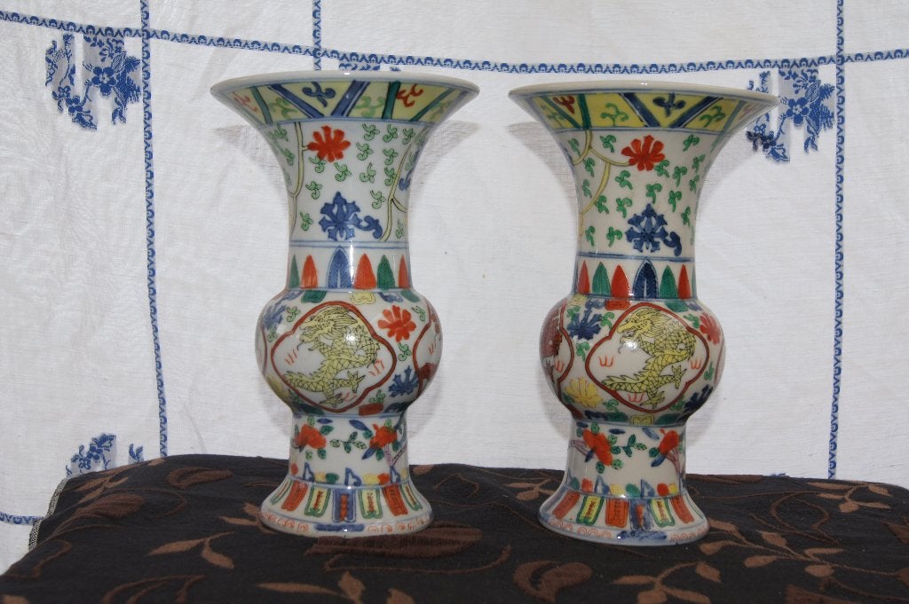 Vazen in Doucal stijl, Antiek en Kunst, Ophalen of Verzenden, Vaas, Gemerkt, Overige materialen