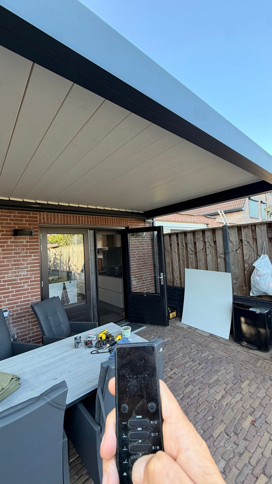 Moderne Veranda met Verstelbaar Lamellendak 5 mtr x 3 mtr, Tuin en Terras, Overkappingen, Ophalen, Zo goed als nieuw, Veranda
