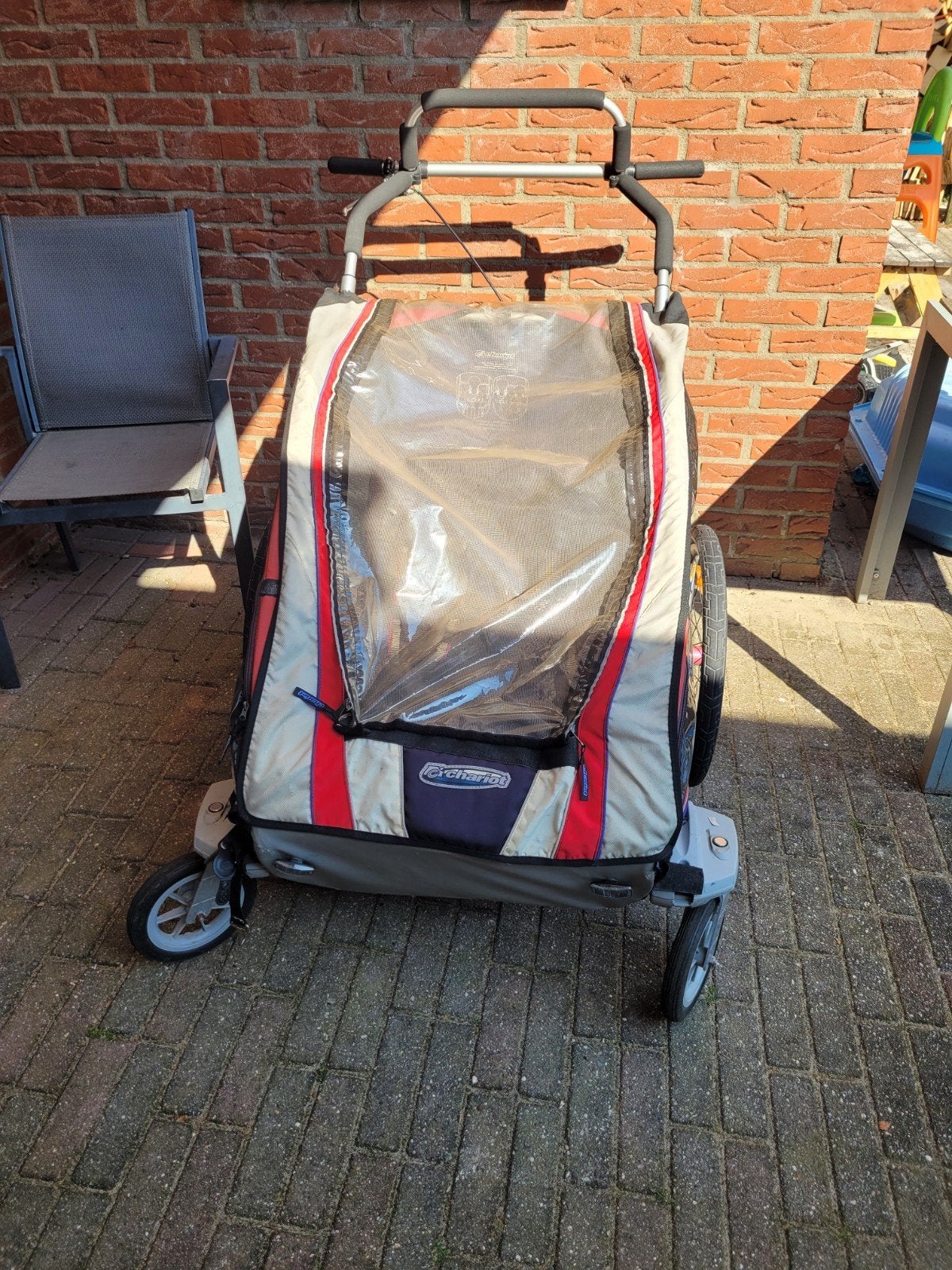 Chariot fietskar voor 2 kinderen - Compleet en Veilig, Ophalen, Gebruikt, Opvouwbaar, Chariot