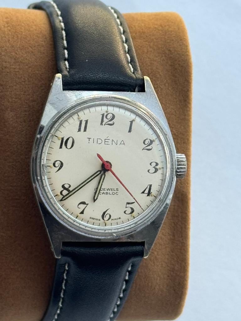 Vintage Tidena Zwitsers–17 Jewels– Incabloc – Handopwindbaar, Ophalen of Verzenden, Staal, Overige merken, 1960 of later