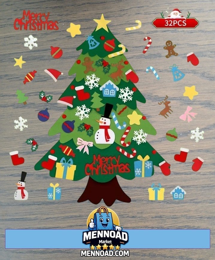 Vilt Kerstboom met 32 Verwijderbare Decoraties 95x70cm, -, -, Nieuw, Ophalen of Verzenden