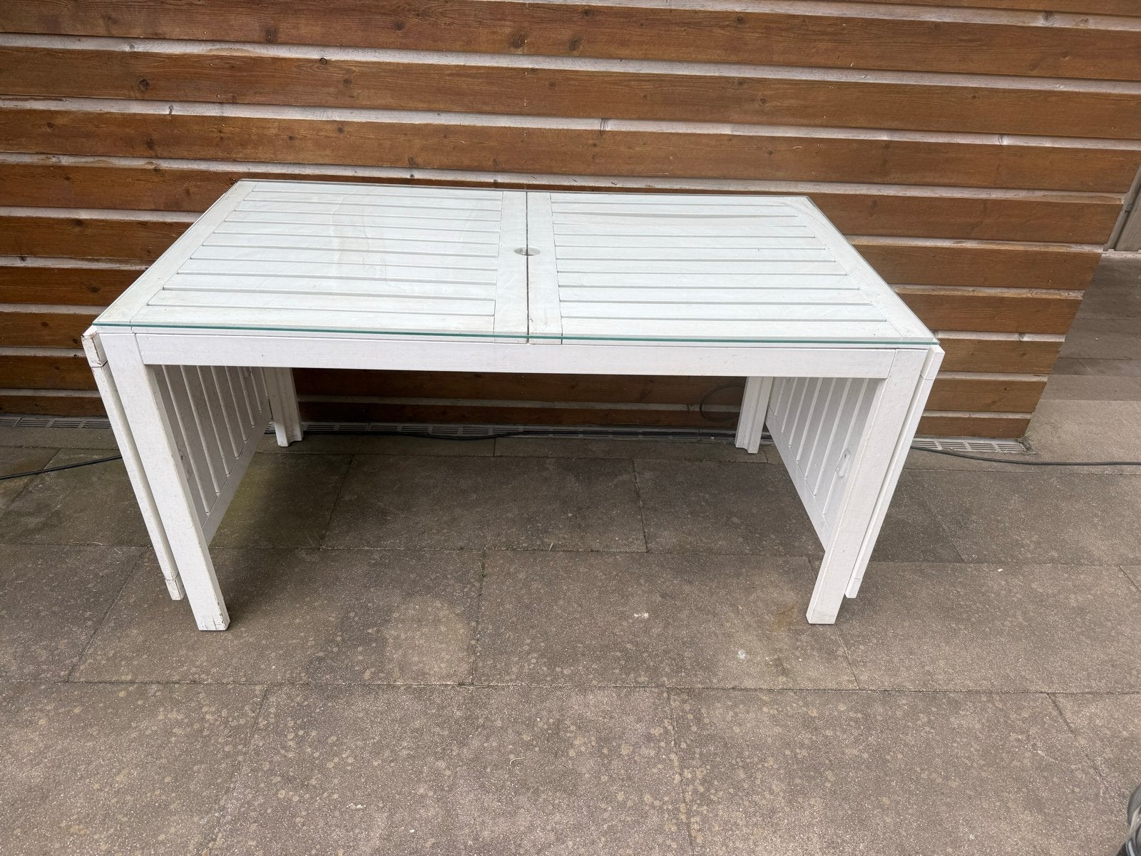 Ikea APPLARO witte tuintafel, Tuin en Terras, Tuintafels, Gebruikt, Rechthoekig, Hout, Ophalen