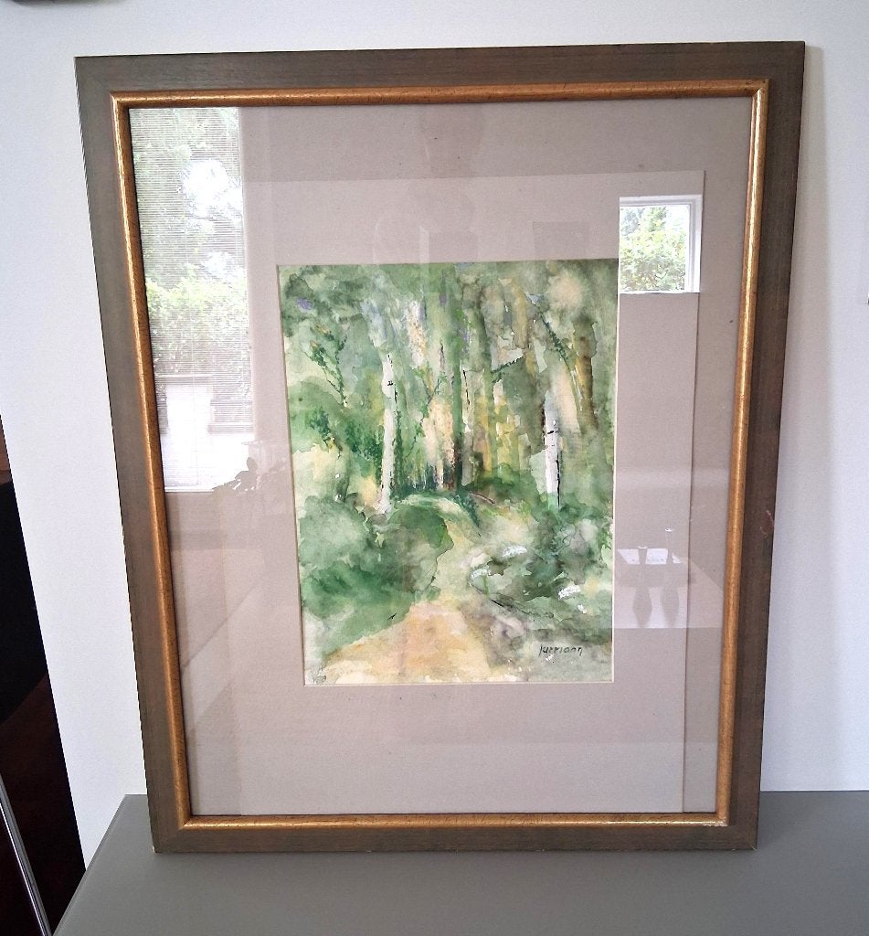 Originele aquarel Boszicht Bospad Jurriaan van Hesseling, Antiek en Kunst, Ophalen, Impressionistisch, Landschap, Aquarel
