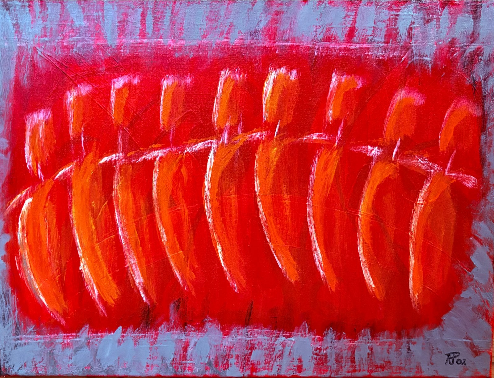 Abstract rood acryl schilderij, 40x30 cm, Ophalen