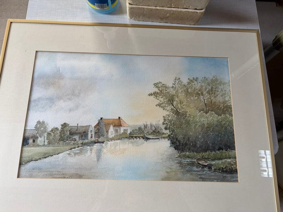 Gezicht op Makkinga door Harm de Jong Akkrum, Antiek en Kunst, Ophalen of Verzenden, Stadsgezicht