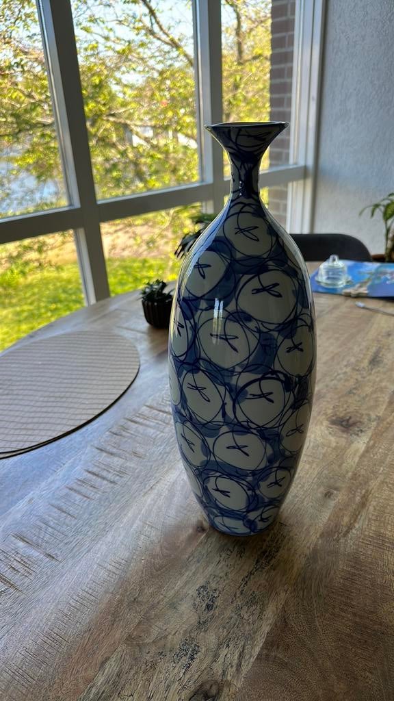 Sier vaas, Ophalen, Blauw, Minder dan 50 cm, Glas