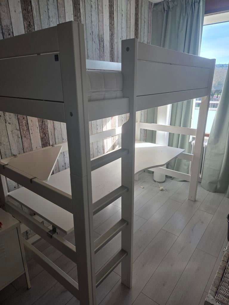 Lifetime hoogslaper met geïntegreerd bureau, Ophalen, Gebruikt, Eenpersoons, 90 cm