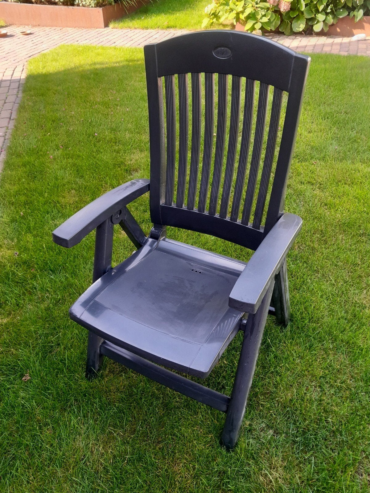 4 Donkergrijze tuinstoelen, inklapbaar