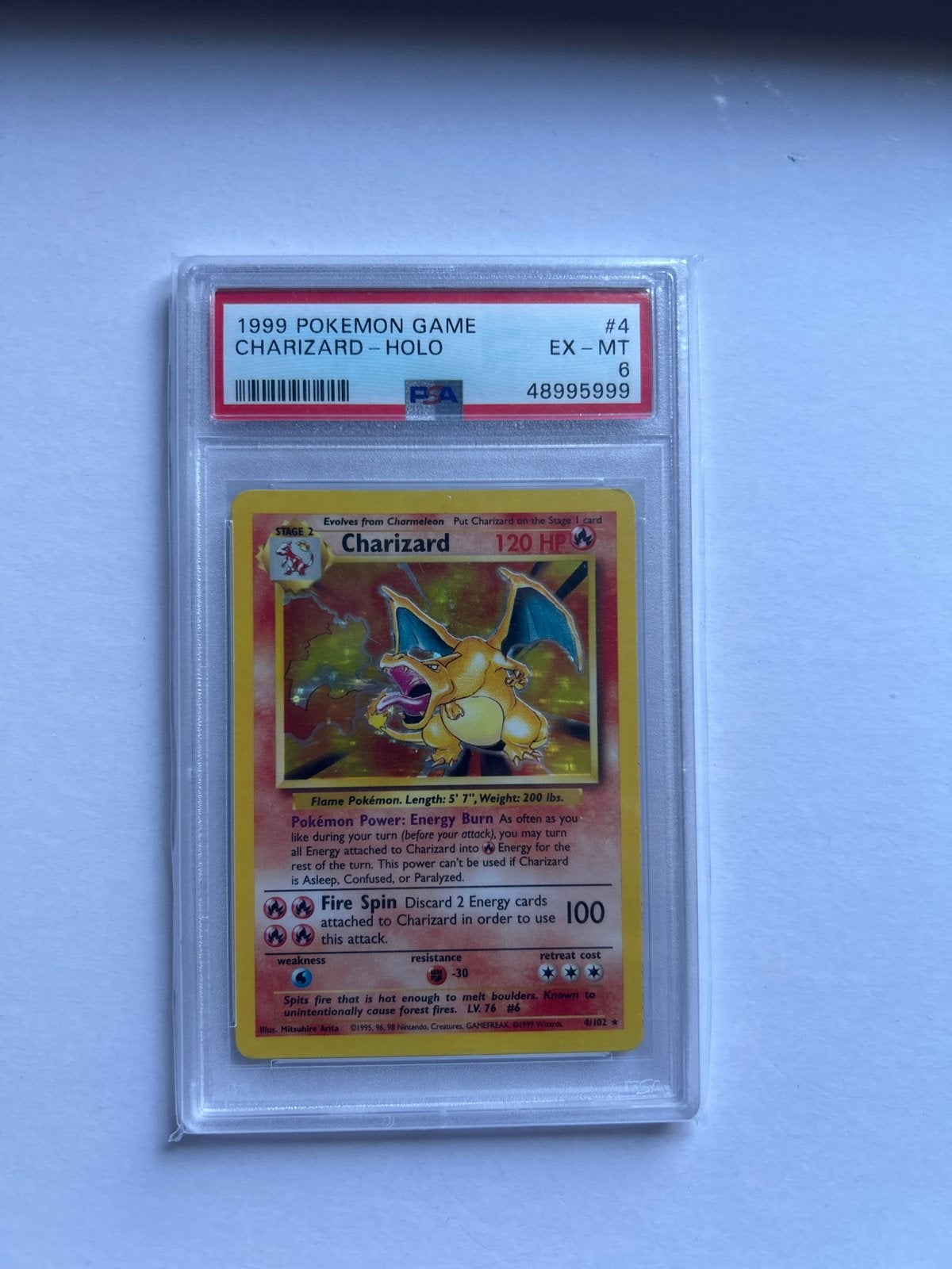 1999 Pokémon Charizard Holo, Ophalen of Verzenden, Gebruikt, Losse kaart, Foil