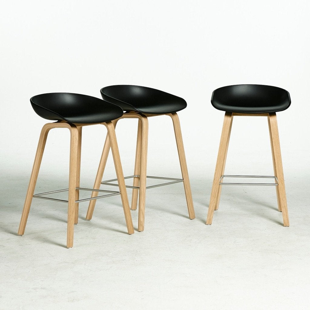 6x HAY "AAS32 about a stool" krukken 65cm, 5 krukken of meer, Hout, Met voetsteun, 60 tot 90 cm