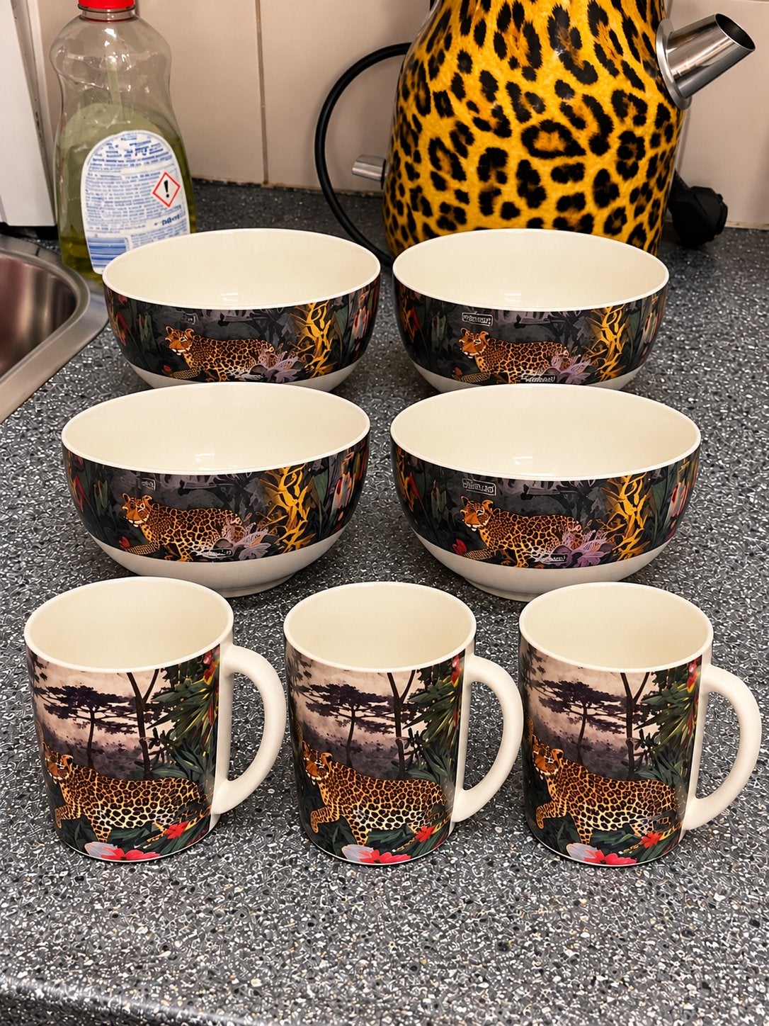 Jungle/leopard servies, Gebruikt, Overige merken, Ophalen of Verzenden, Overige stijlen
