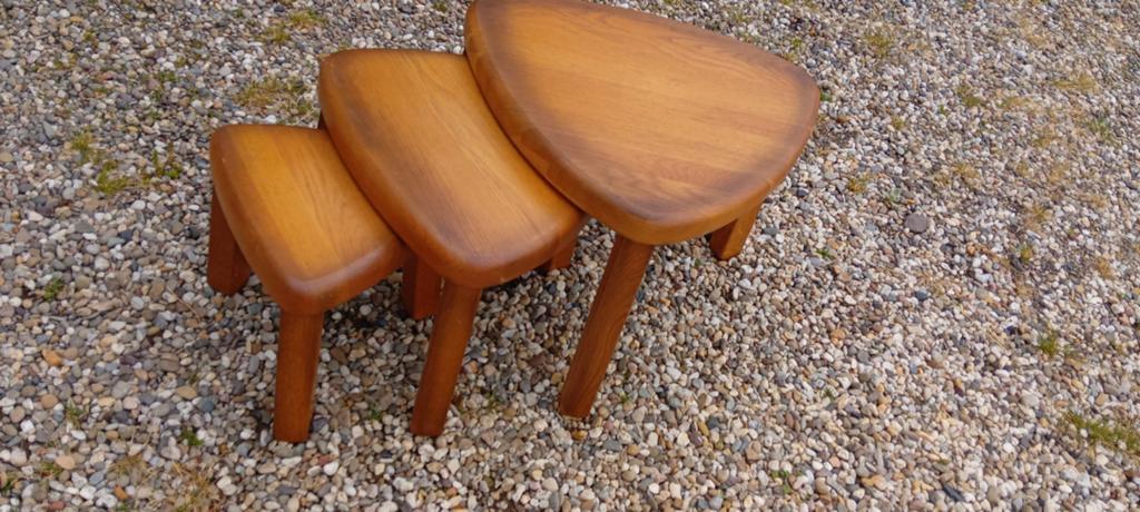3 ,70ties eiken Nestingtables style Pierre Chabot, Verzamelen, Ophalen of Verzenden, Huis en Inrichting