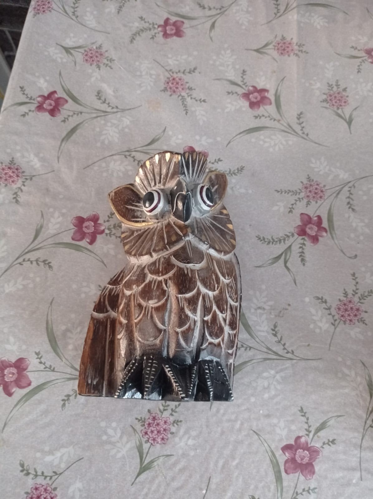 Handgesneden Houten Uil Beeldje 24 x 17 c, Antiek en Kunst, Ophalen of Verzenden