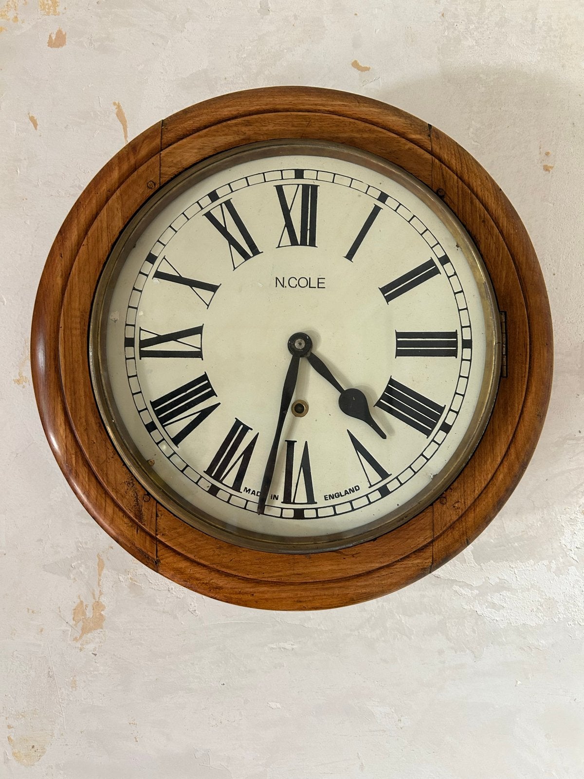 Antieke N. Cole schoolklok - Made in England, Ophalen of Verzenden