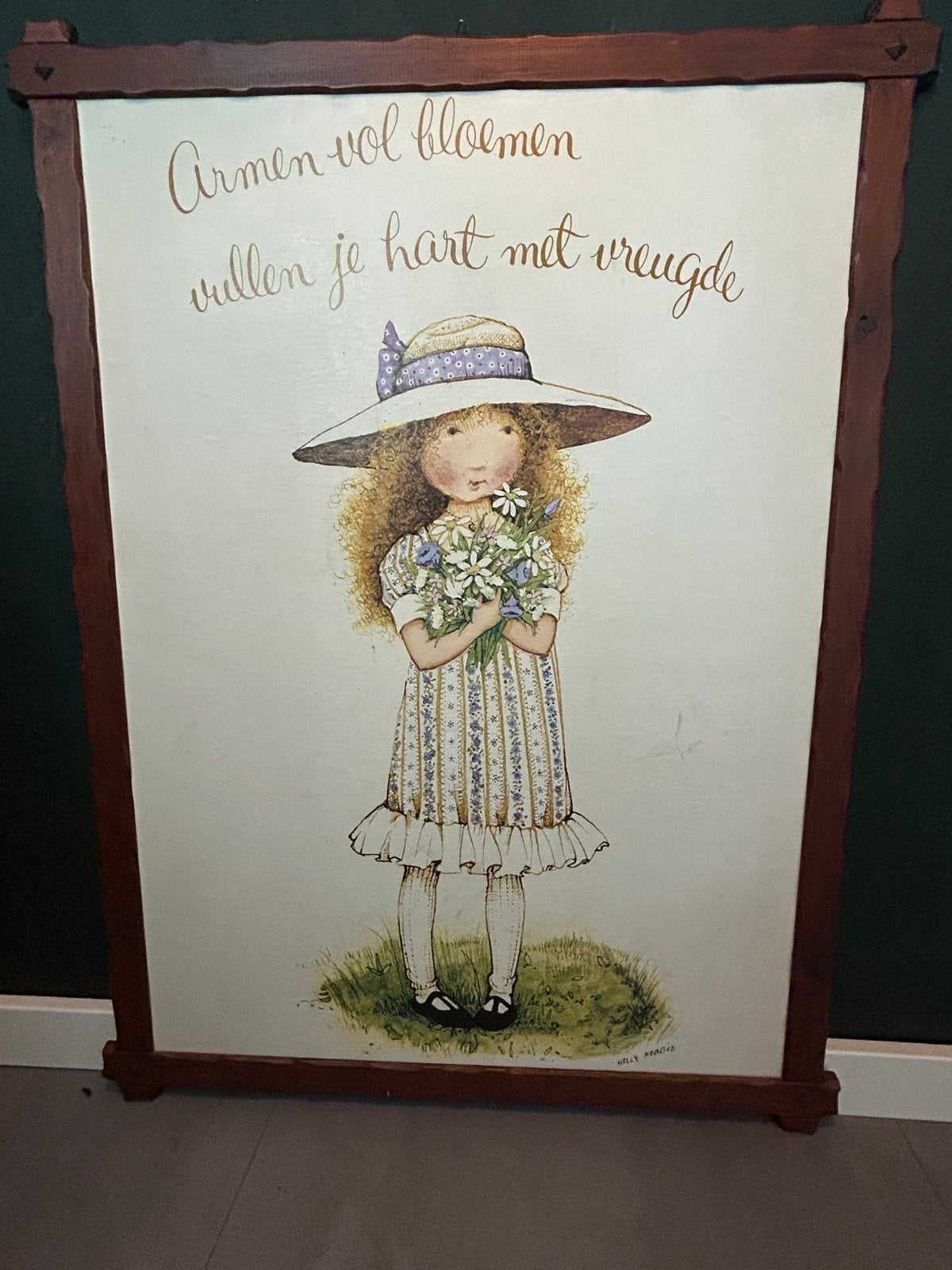 Vintage Holly Hobbie Poster 97x72 cm met lijst, Ophalen, Met lijst, Deurposter of groter, Overige onderwerpen