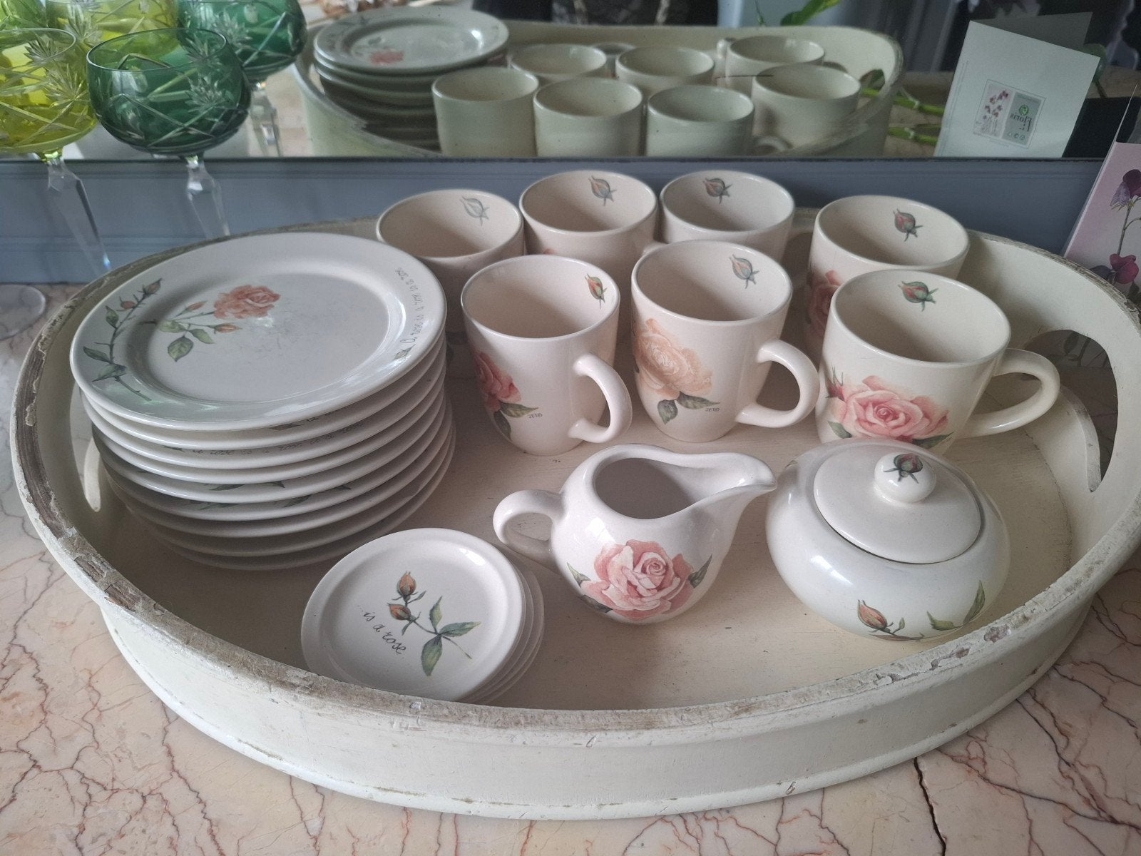 Jet by Ter Steege servies met rozenprint - Vintage, Ophalen, Gebruikt, Overige typen, Overige stijlen