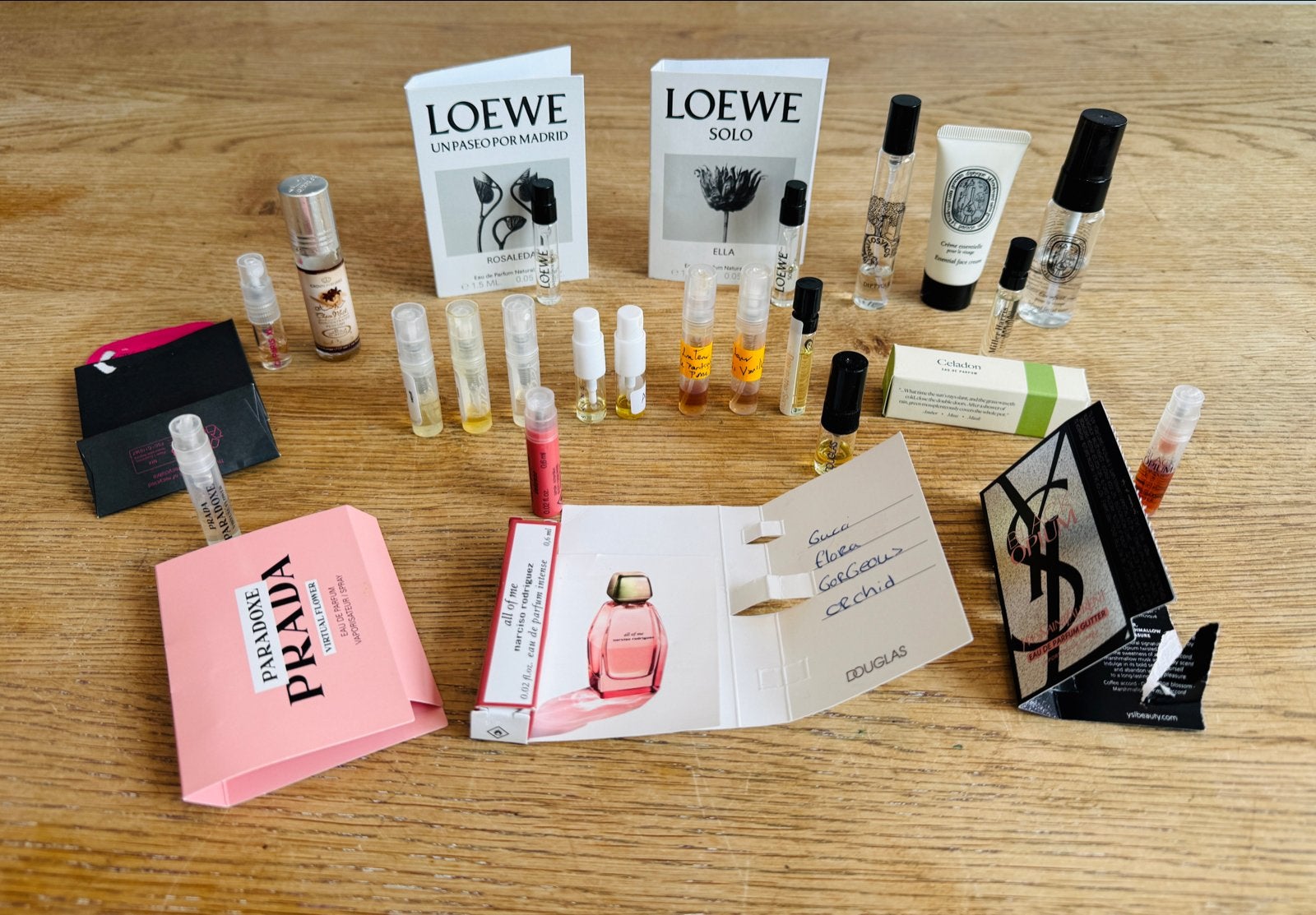 Parfum sampleset: Loewe, Diptyque, YSL, Gucci etc., Ophalen of Verzenden