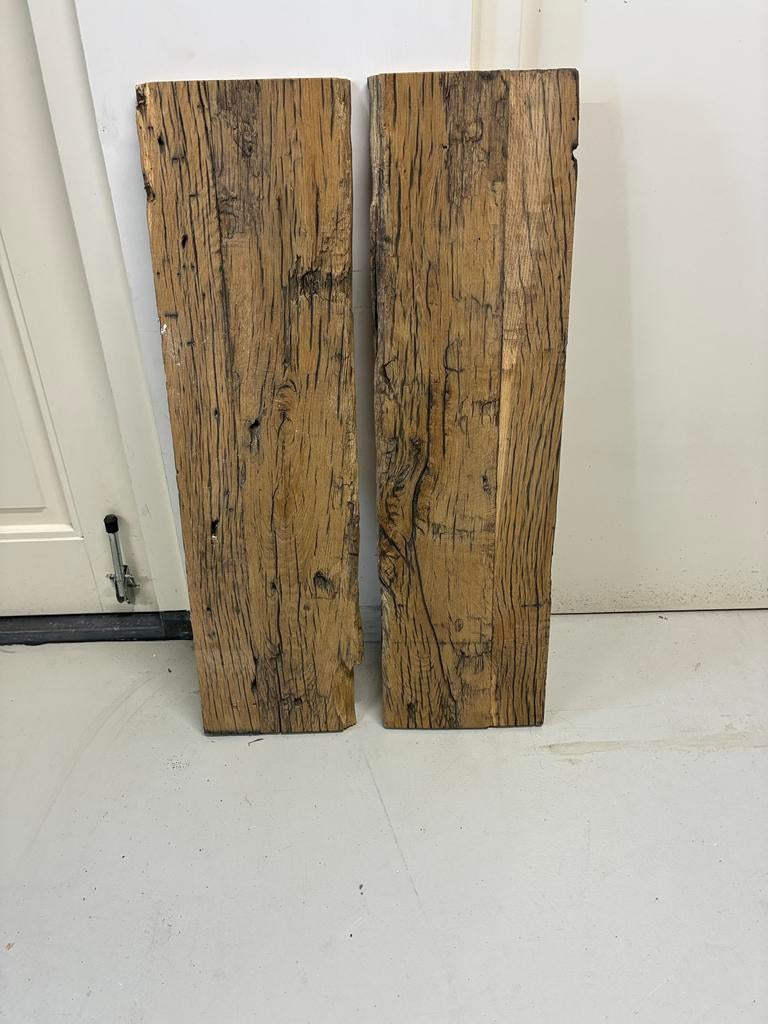 Twee oude wagonplanken - 85x24x2.5 cm, Doe-het-zelf en Verbouw, Hout en Planken, Gebruikt, Plank, Overige houtsoorten, Minder dan 200 cm