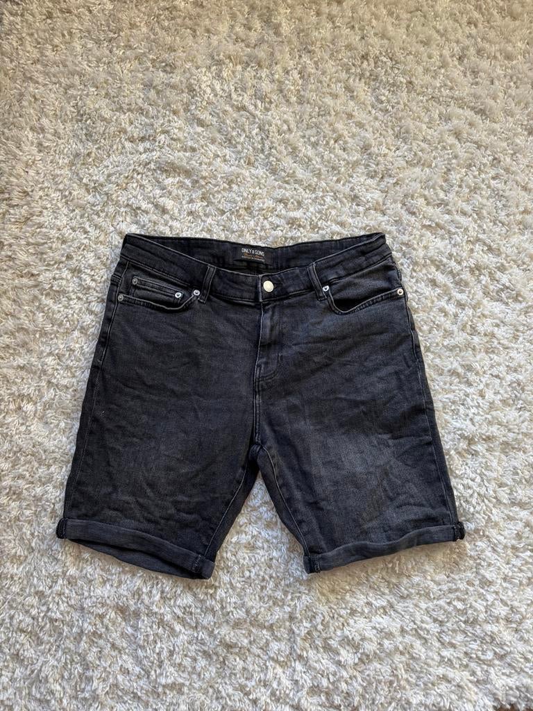 Only & Sons Zwarte Jeans Short - Maat XL, Ophalen of Verzenden, Zo goed als nieuw, Zwart, W32 (confectie 46) of kleiner