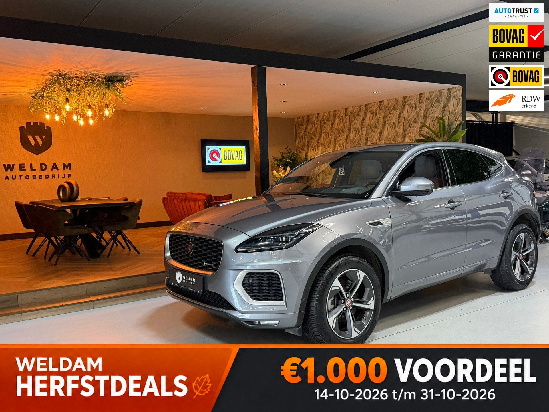 Jaguar E-PACE 1.5 P300e AWD R-Dynamic SE AWD 309PK 93%SOH Ga, Auto's, Automaat, Met garantie (alle), Leder, Bedrijf