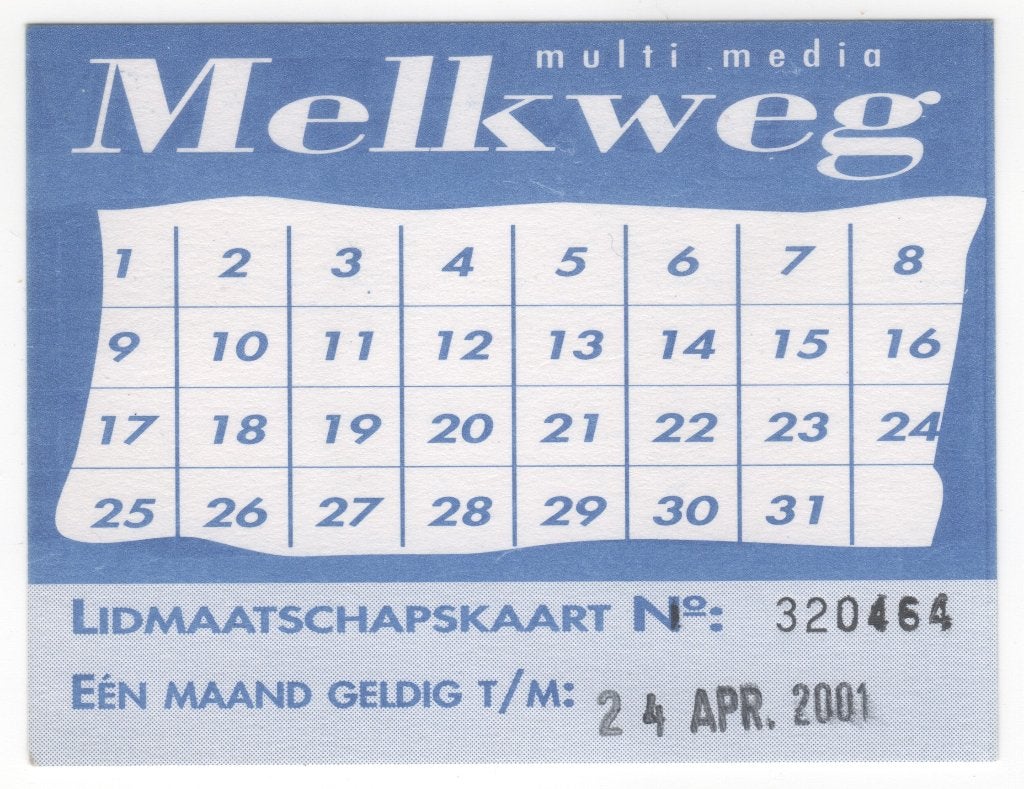 toegangskaartje Melkweg Amsterdam 24 april 2001 (TK 25), Ophalen of Verzenden, Zo goed als nieuw