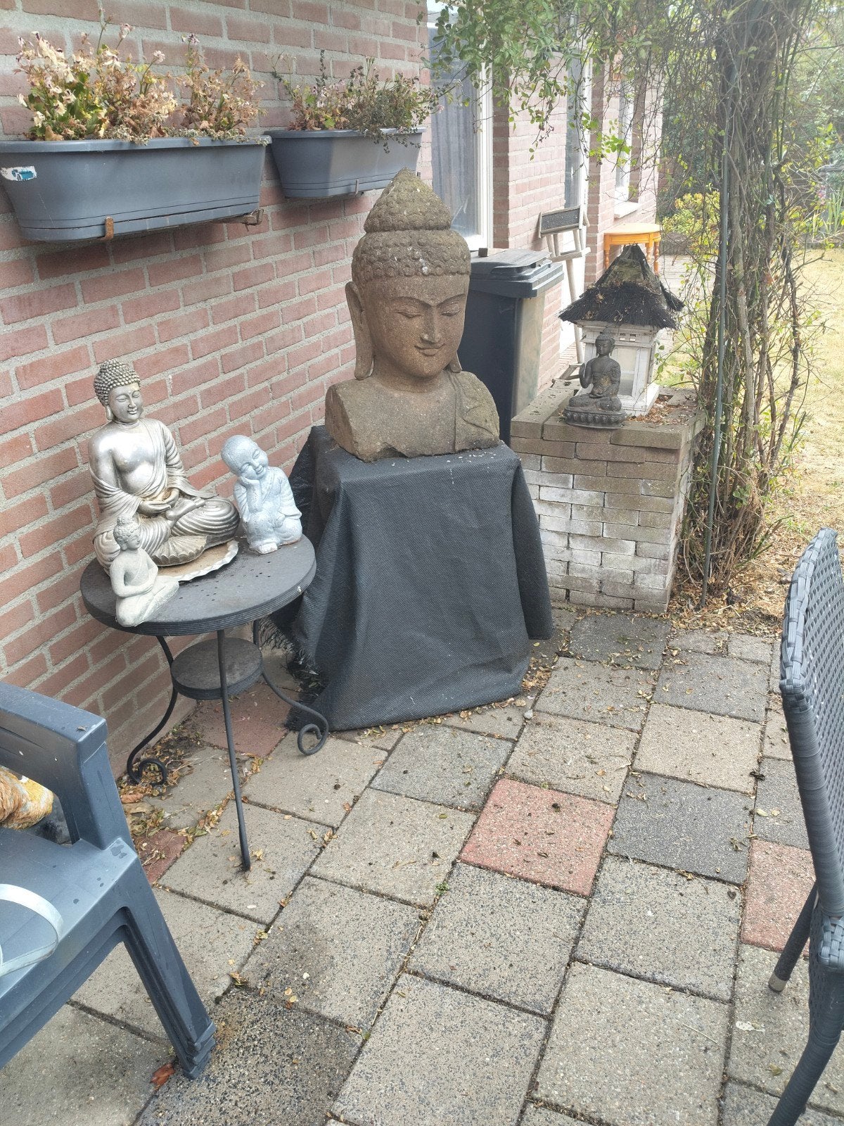 tuinbeeld boedhahoofd, Tuin en Terras, Tuinsets en Loungesets, Ophalen
