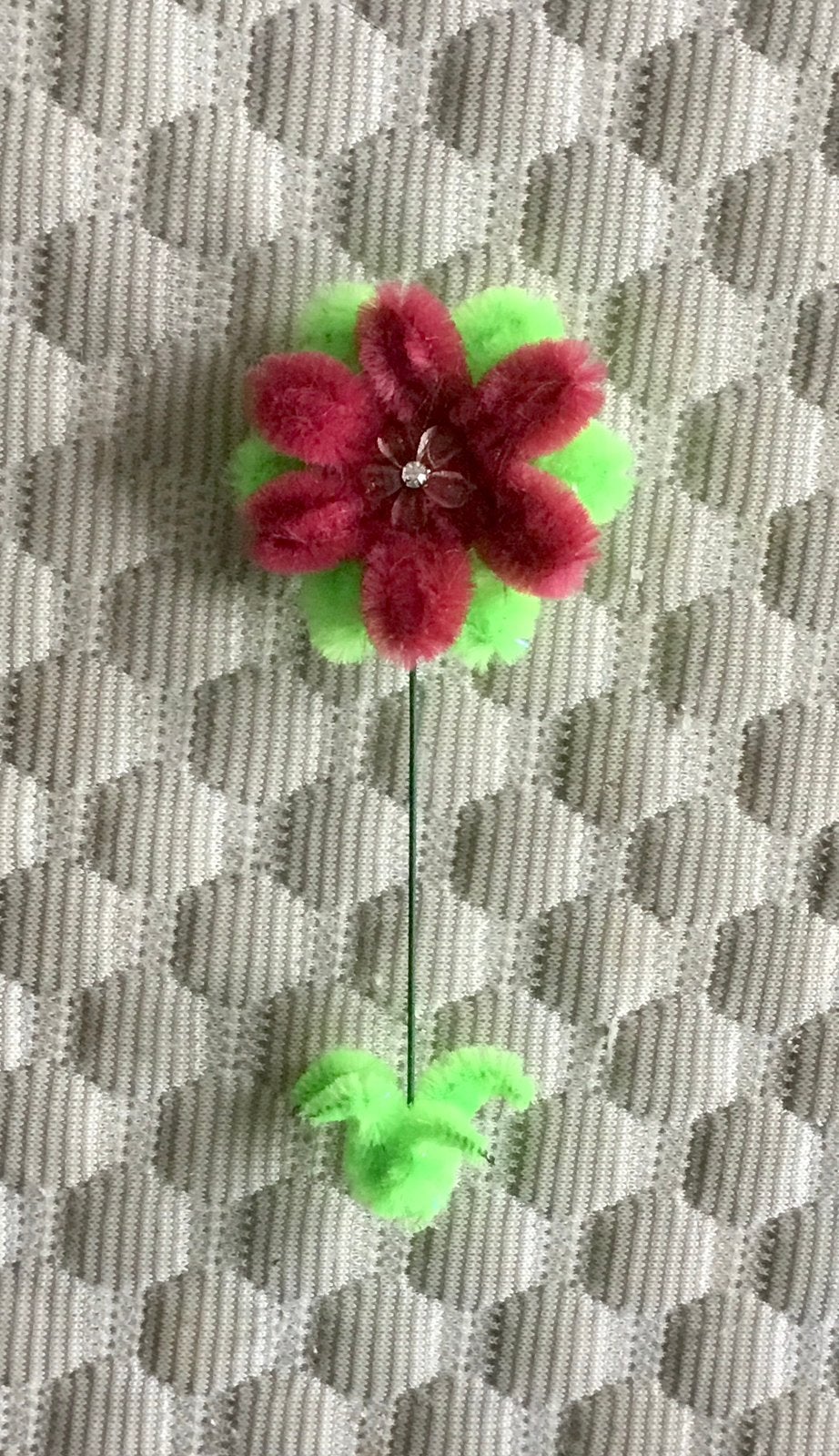 Handgemaakte Pijpenrager Bloem - Rood & Groen 119 A, Verzenden, Handgemaakt, Textiel, Nieuw