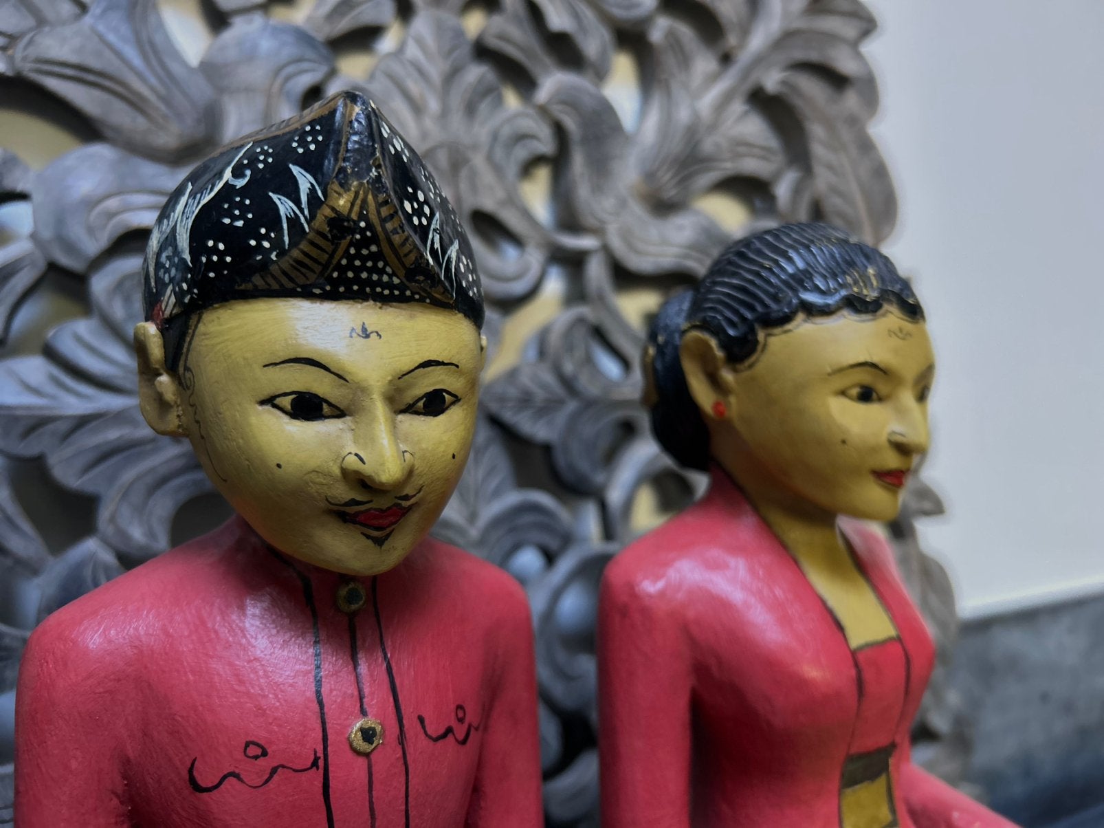Vintage Javaans Indonesië houten bruidspaar Loro Blonyo set, Antiek en Kunst, Ophalen of Verzenden
