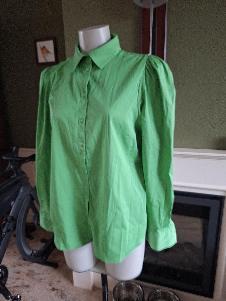Mos Mosh appel groene blouse L pofmouw, MOS MOSH, Verzenden, Maat 42/44 (L), Zo goed als nieuw