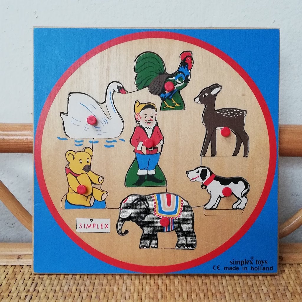 Simplex Toys houten inlegpuzzel dieren, 2 tot 4 jaar, Gebruikt, Onbekend, Ophalen of Verzenden