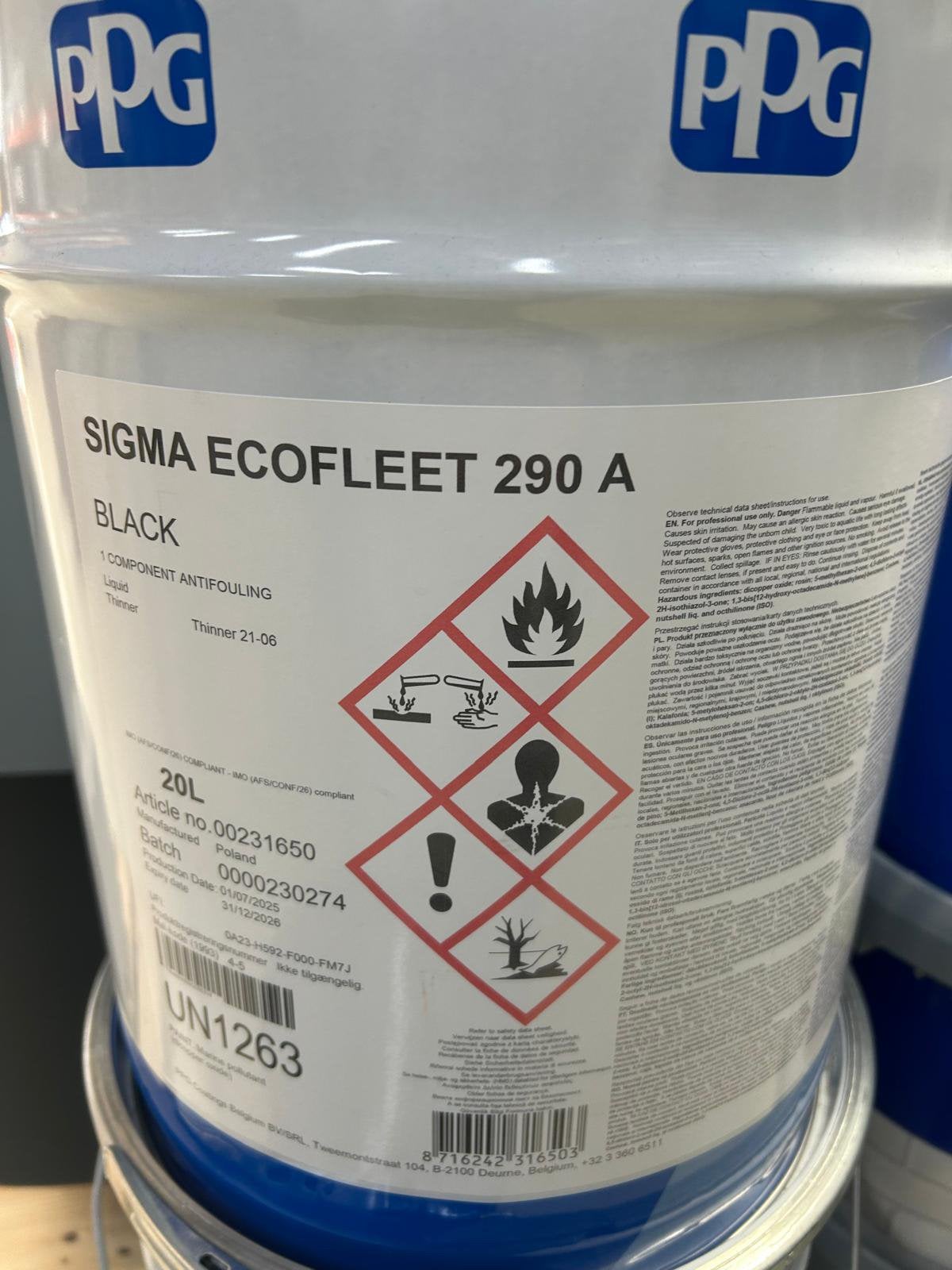 Ecofleet 290A Sigma Antifouling Black, Ophalen, Zo goed als nieuw, Zwart, Lak