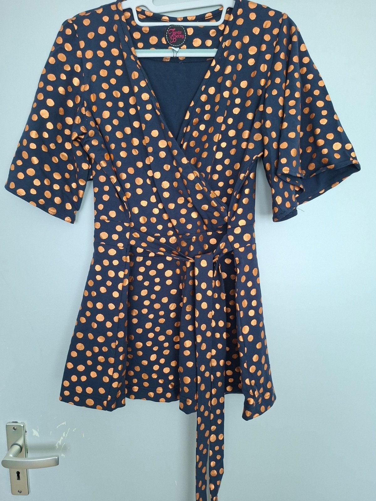 Tante Betsy top met gouden stippen, Maat 38/40 (M), Tante Betsy, Blauw, Ophalen of Verzenden
