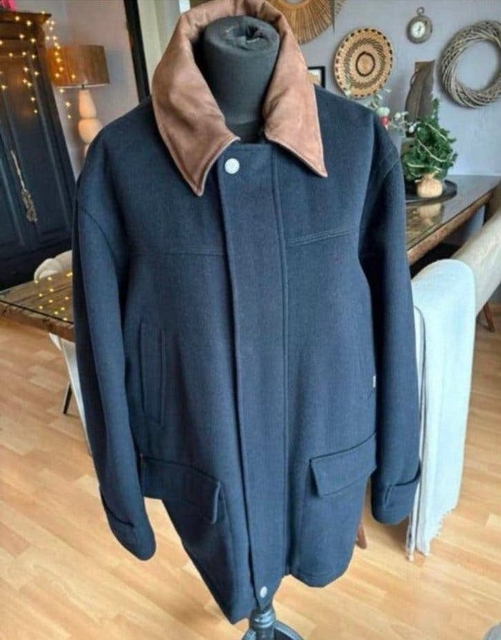 McGregor mooie donkerblauwe wollen/cashmere heren jas mt 50, Ophalen of Verzenden, Zo goed als nieuw, Maat 48/50 (M), Blauw