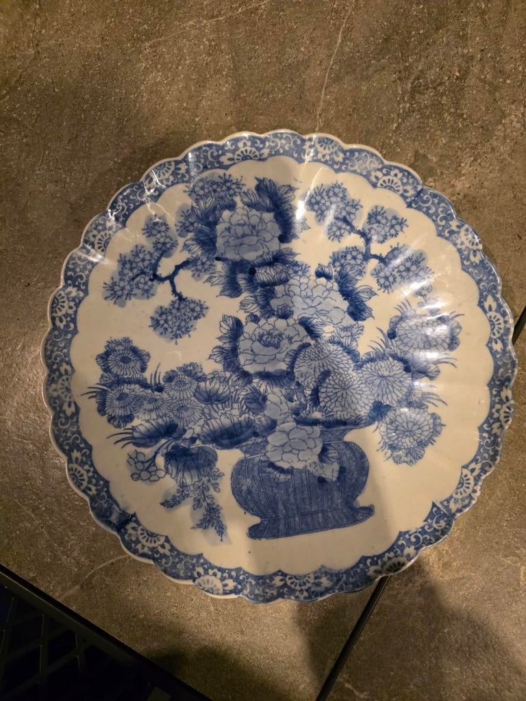 Antiek Japans Imari Porseleinen Schaal - Blauw/Wit, Ophalen of Verzenden